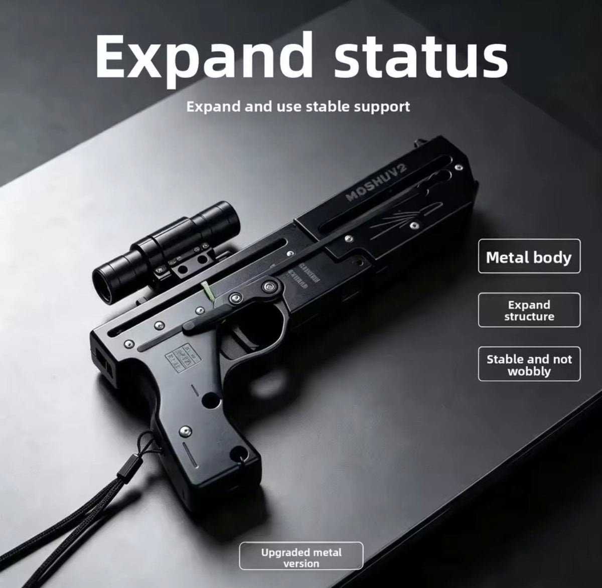 Wild Shot V2 – Foldable Card Slingshot With Scope & Laser + 200 Metal Pellets