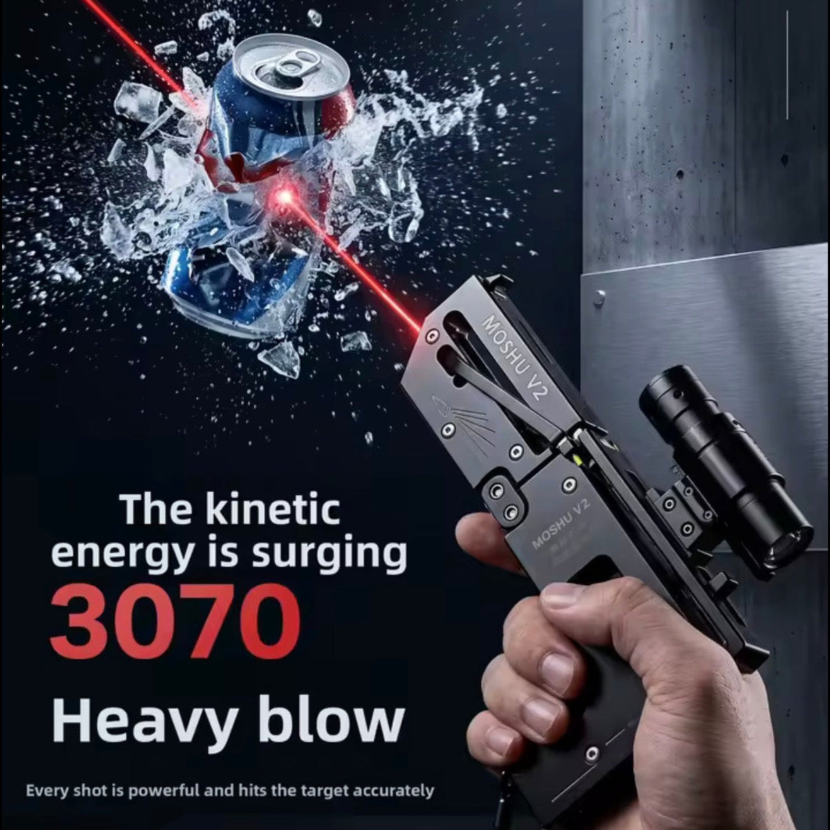 Wild Shot V2 – Foldable Card Slingshot With Scope & Laser + 200 Metal Pellets