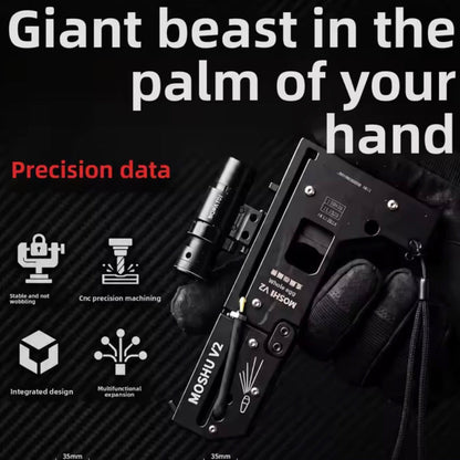 Wild Shot V2 – Foldable Card Slingshot With Scope & Laser + 200 Metal Pellets